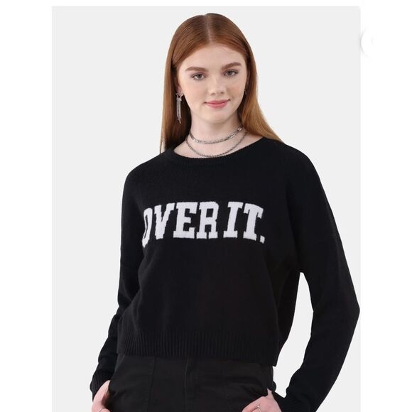 Super Soft Cropped Conversation Sweater Shirt Midweight Cozy Size XL - Picture 4 of 6